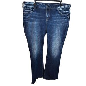 Silver Jeans Co. Avery Bootcut Jeans Plus Size 24 L33 Dark Wash Distressed